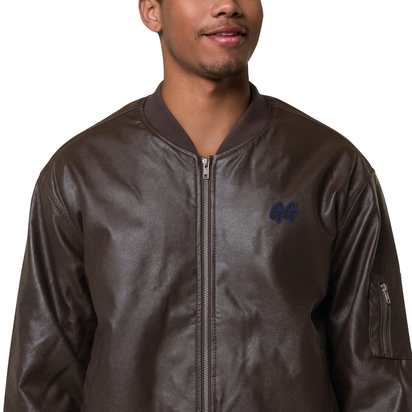 GG - Unisex Faux Leather Bomber Jacket - GG