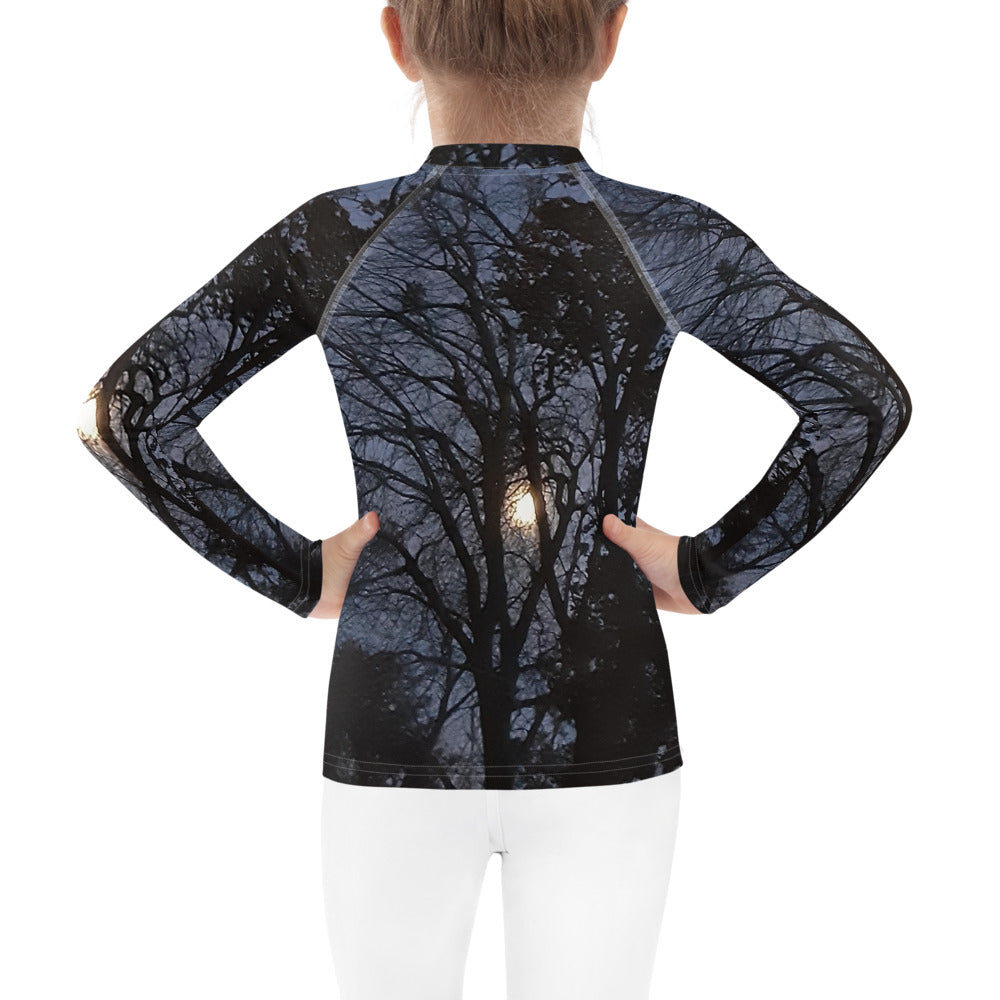 GG - Children's Long Sleeve T-Shirt With Rash Guard - Trees & Moon