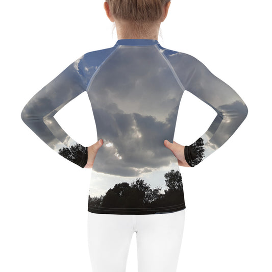 GG - Children's Long Sleeve T-Shirt with Rash Guard - Trees & Clouds