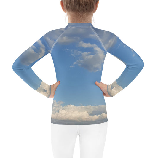 GG - Children's Long Sleeve T-Shirt with Rash Guard - Clouds & Blue Sky