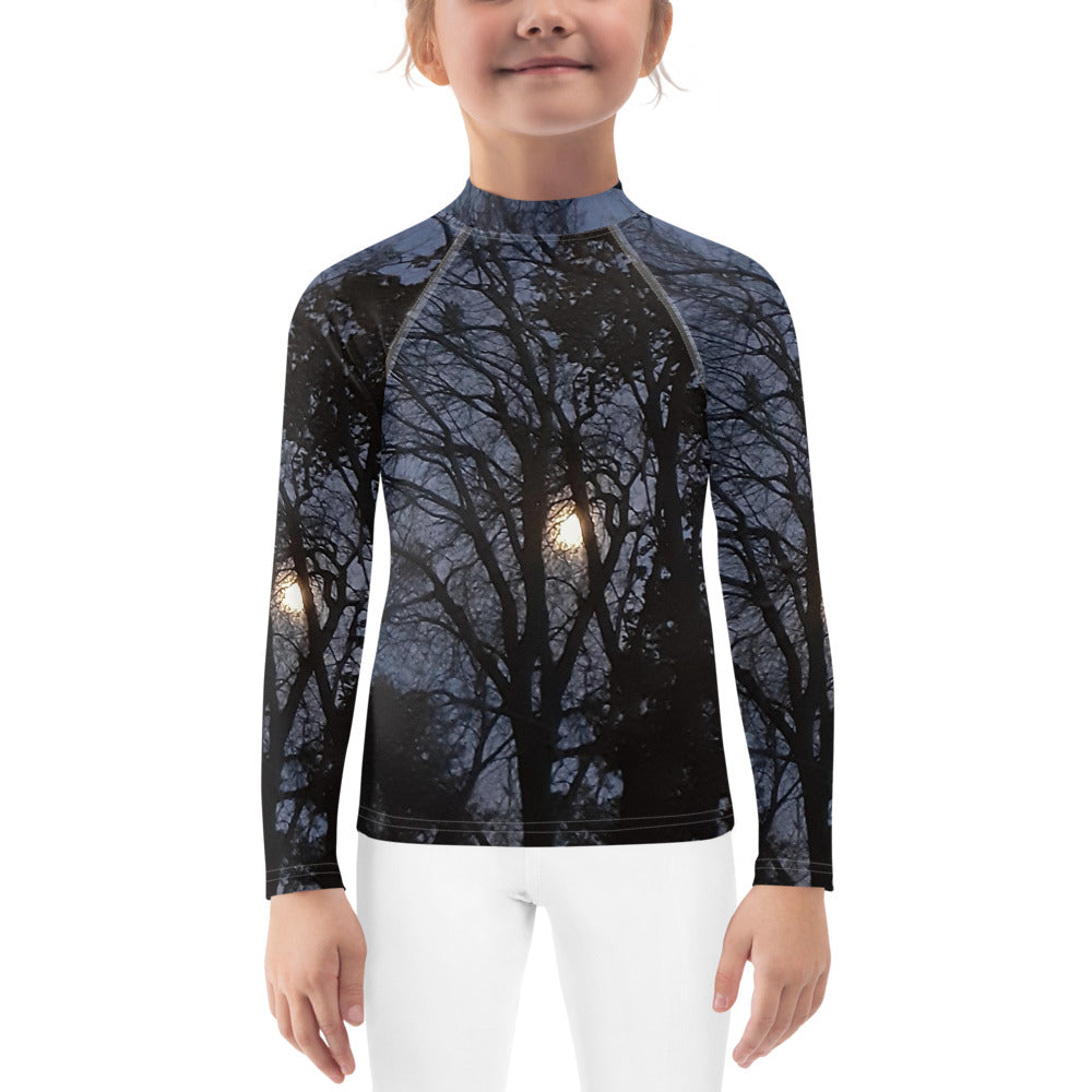 GG - Children's Long Sleeve T-Shirt With Rash Guard - Trees & Moon