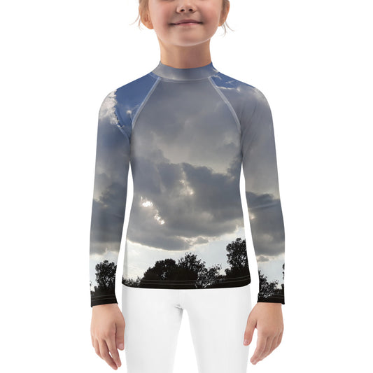 GG - Children's Long Sleeve T-Shirt with Rash Guard - Trees & Clouds