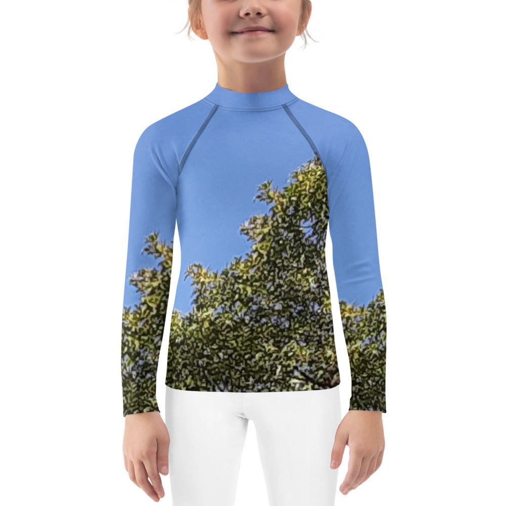 GG - Children's Long Sleeve T-Shirt with Rash Guard - Trees & Blue Sky