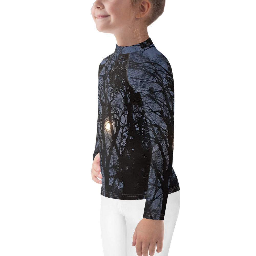 GG - Children's Long Sleeve T-Shirt With Rash Guard - Trees & Moon