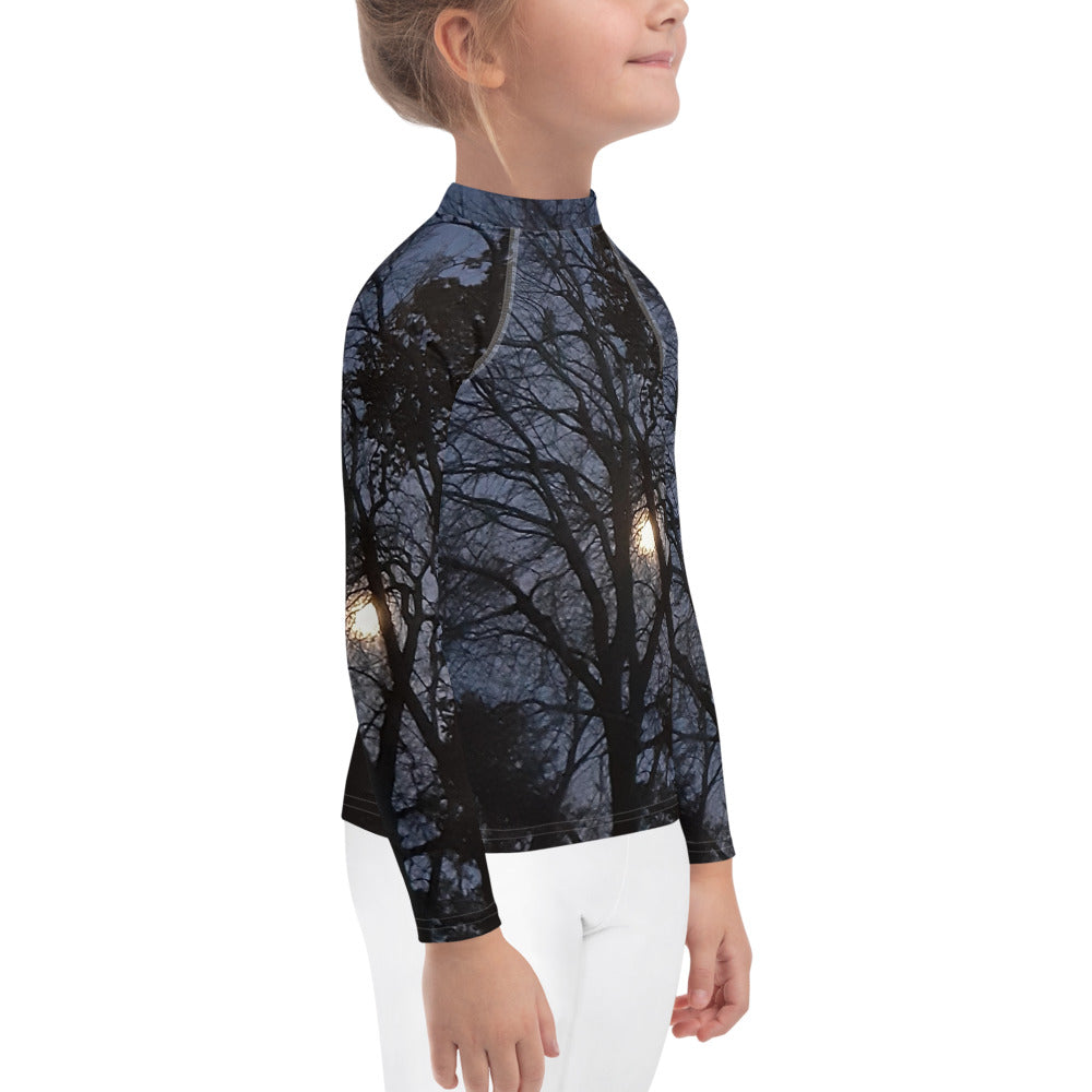 GG - Children's Long Sleeve T-Shirt With Rash Guard - Trees & Moon