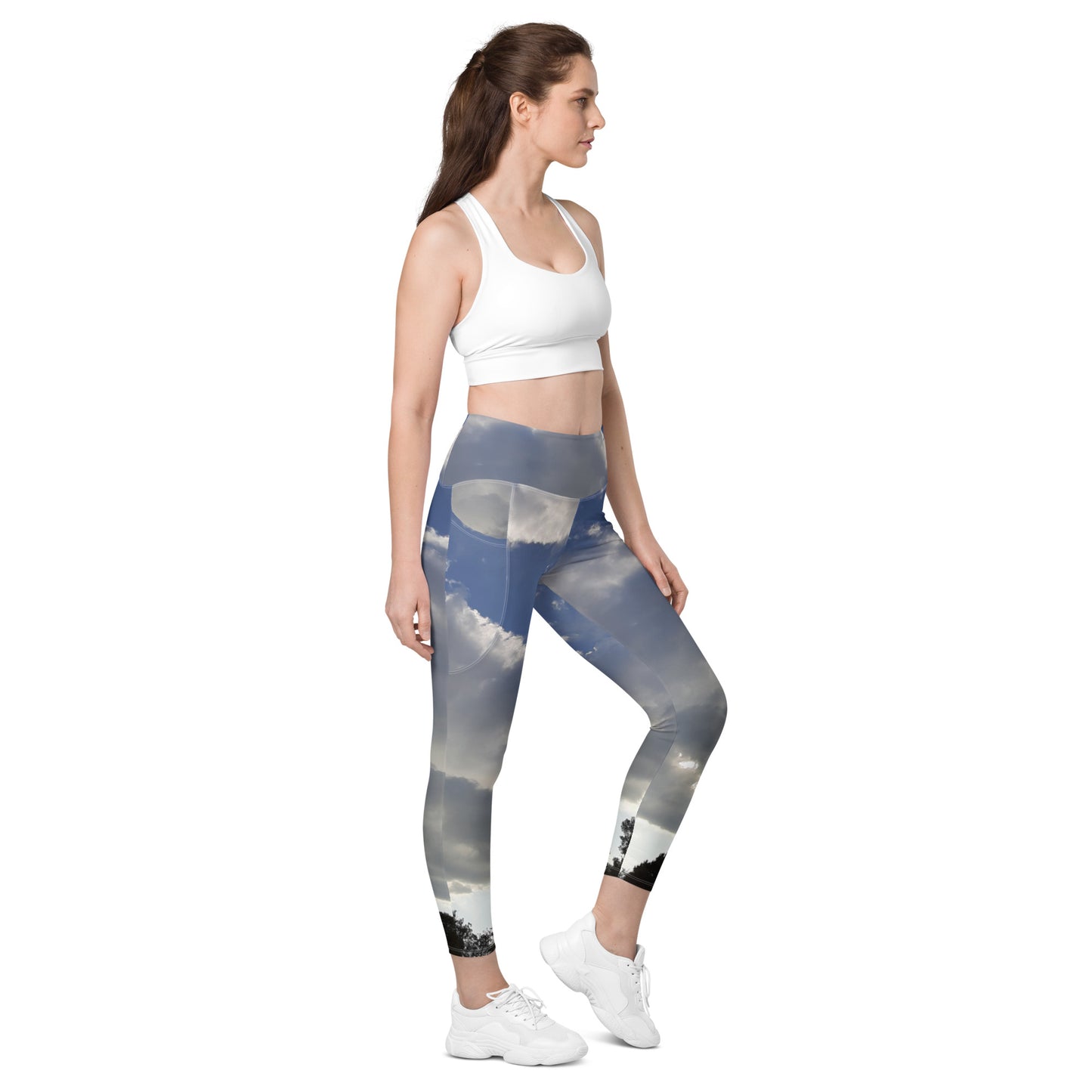 GG - Women's Leggings with pockets - Trees & clouds