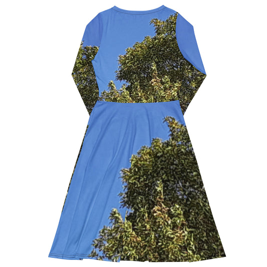 GG - Women's long sleeve midi dress - Trees & Blue Sky