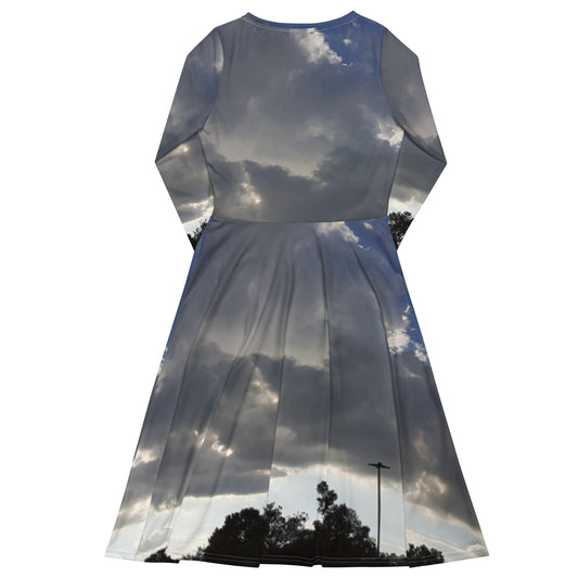 GG - Women's long sleeve midi dress - Trees & Clouds