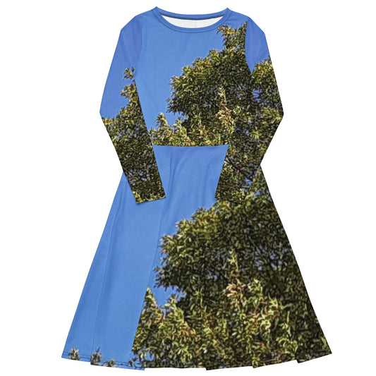 GG - Women's long sleeve midi dress - Trees & Blue Sky