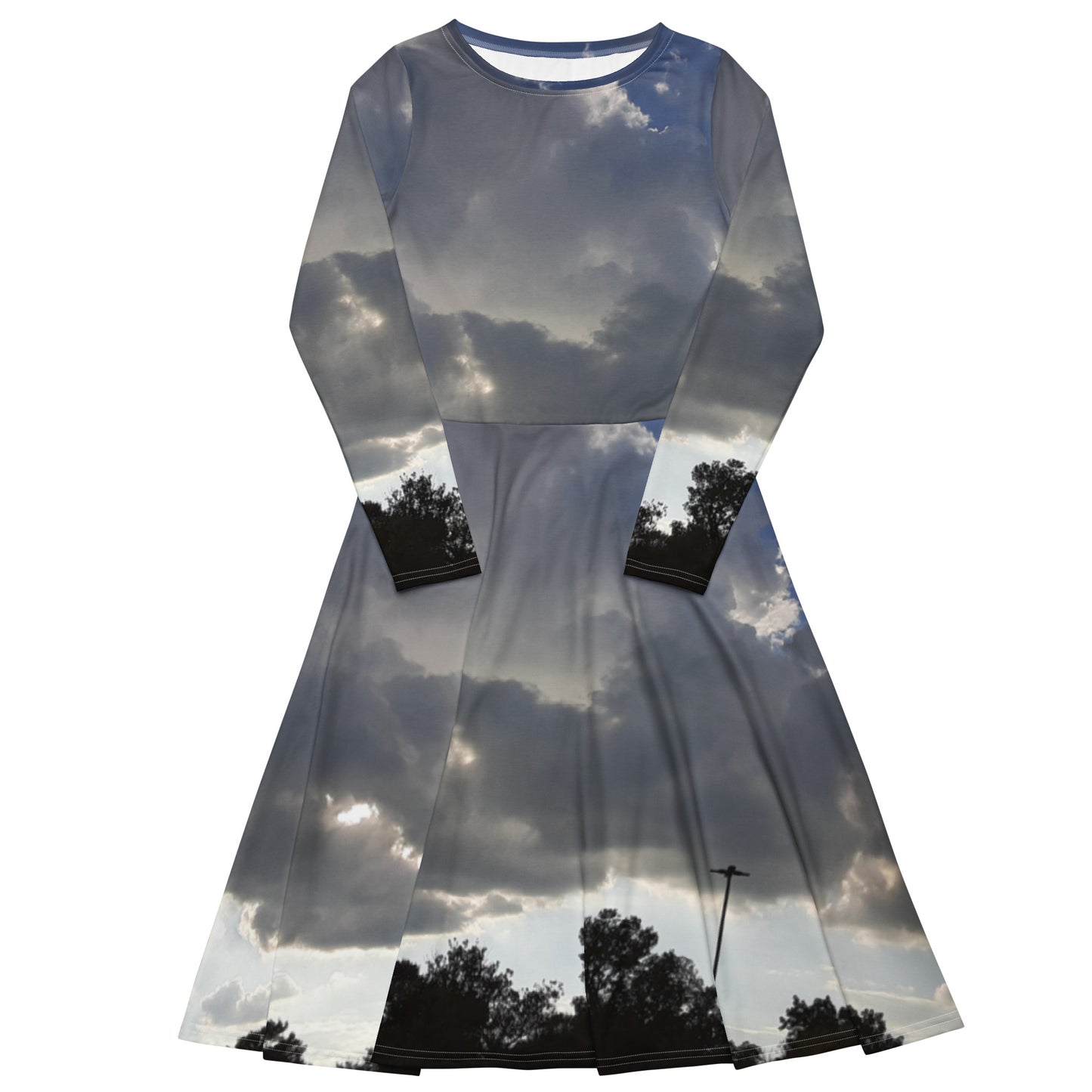 GG - Women's long sleeve midi dress - Trees & Clouds