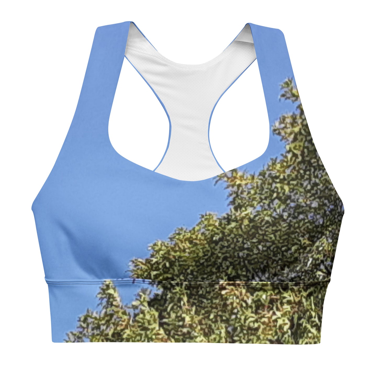 GG - Longline Sports Bra - Trees & Blue Sky