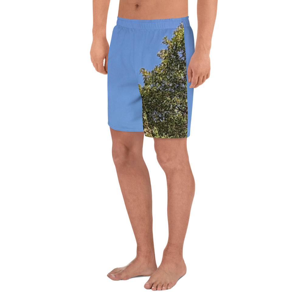 GG - Men's Athletic Long Shorts - Trees & Blue Sky