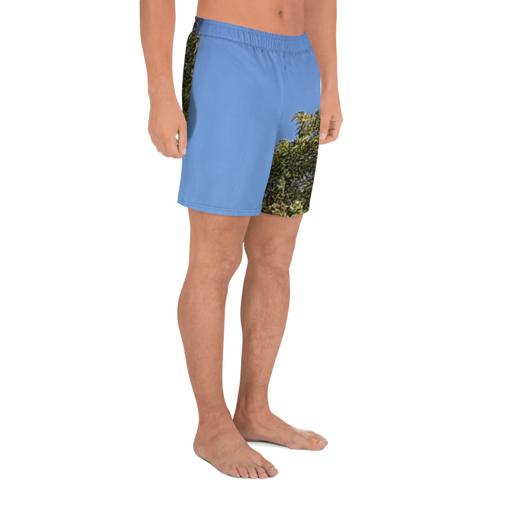 GG - Men's Athletic Long Shorts - Trees & Blue Sky