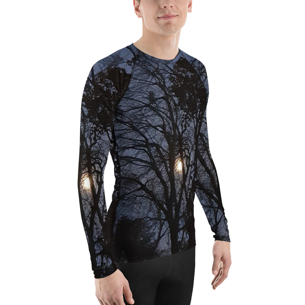 GG - Men's LS T-Shirt with Rash Guard - Trees & Moon