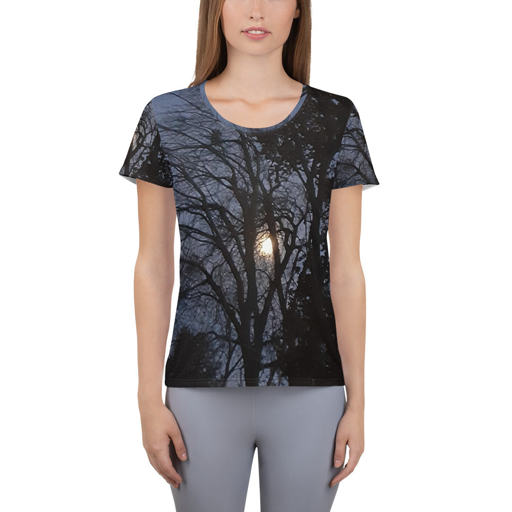 GG - Women's Athletic T-Shirt - Trees & Moon