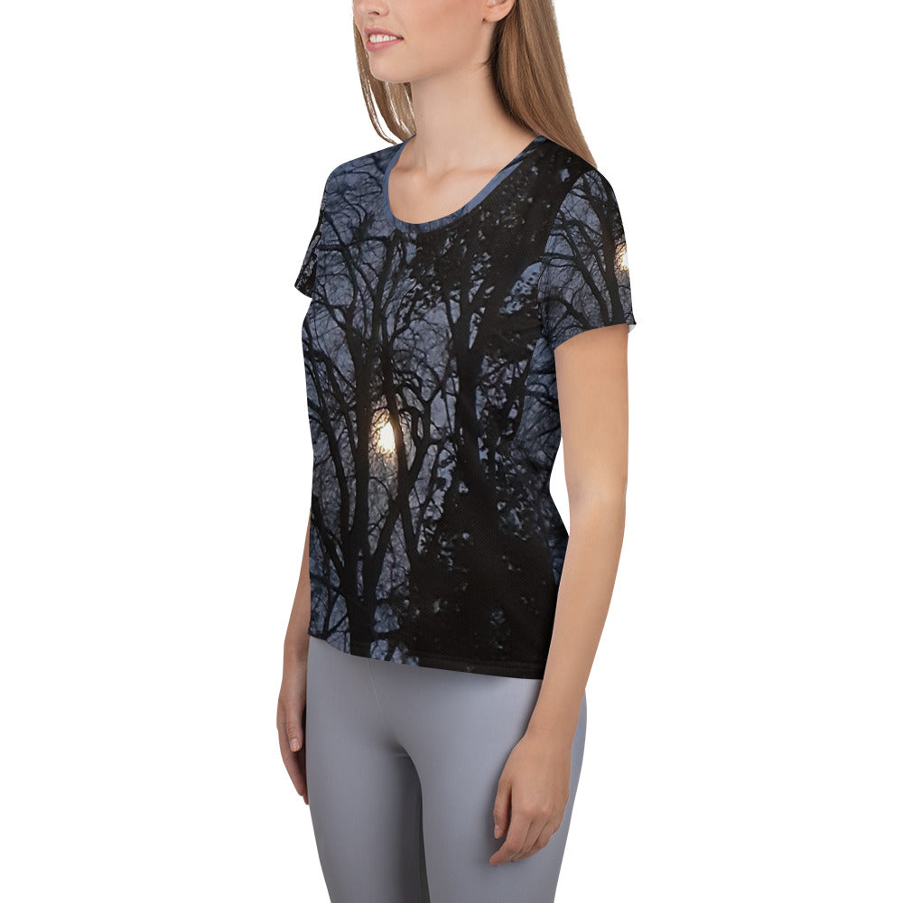 GG - Women's Athletic T-Shirt - Trees & Moon