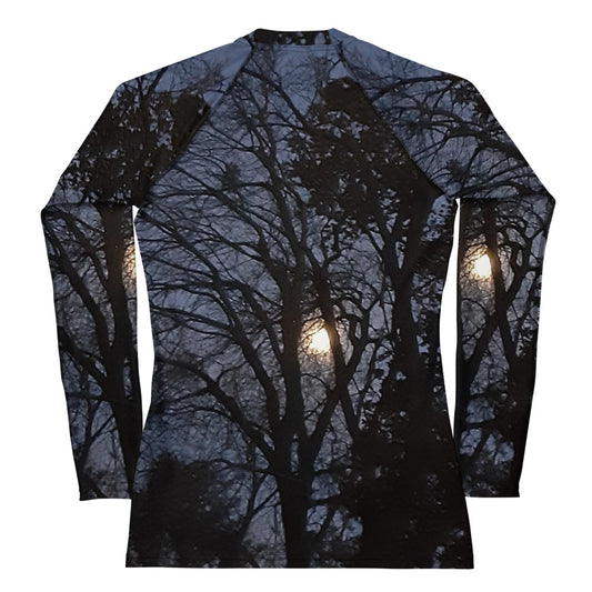 GG - Women's LS T-Shirt with Rash Guard - Trees & Moon