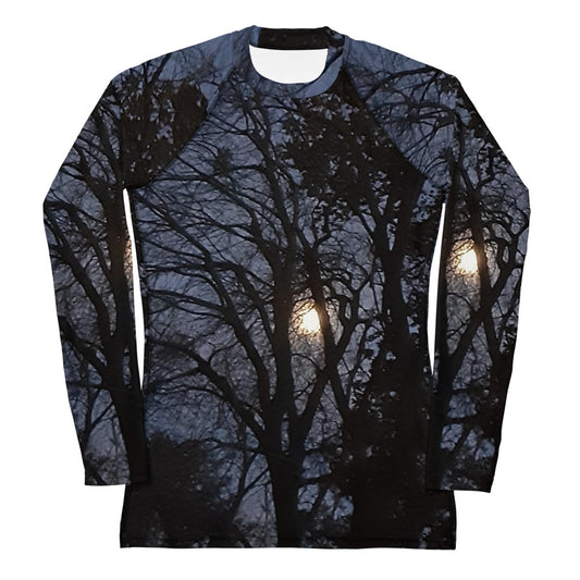 GG - Women's LS T-Shirt with Rash Guard - Trees & Moon