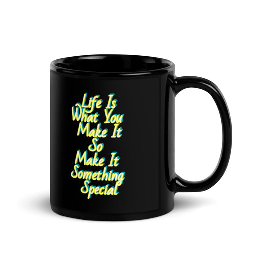 GG - Cup, Black Glossy Mug - Life Is