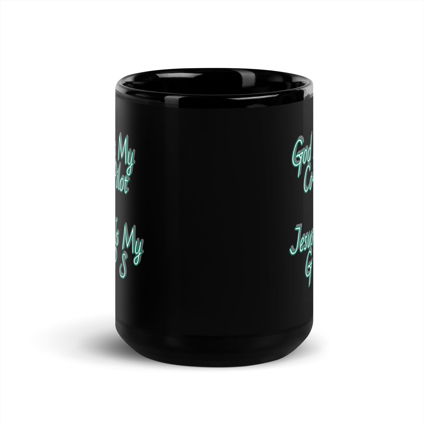 GG - Cup, Black Glossy Mug - God Is My Co-Pilot/Jesus Is MY G P S