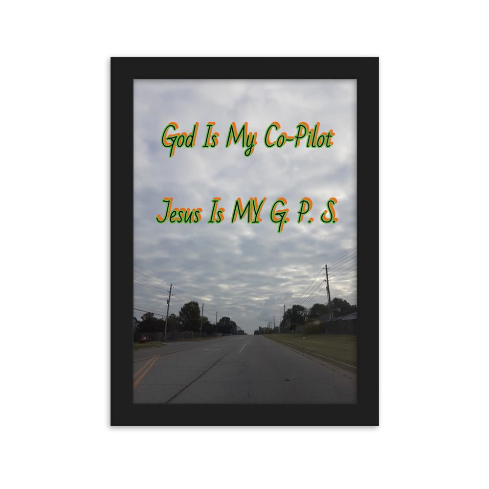 GG - Framed matte paper poster - Highway - God Co-Pilot, Jesus G. P. S.