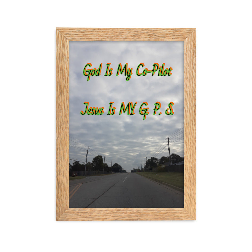 GG - Framed matte paper poster - Highway - God Co-Pilot, Jesus G. P. S.