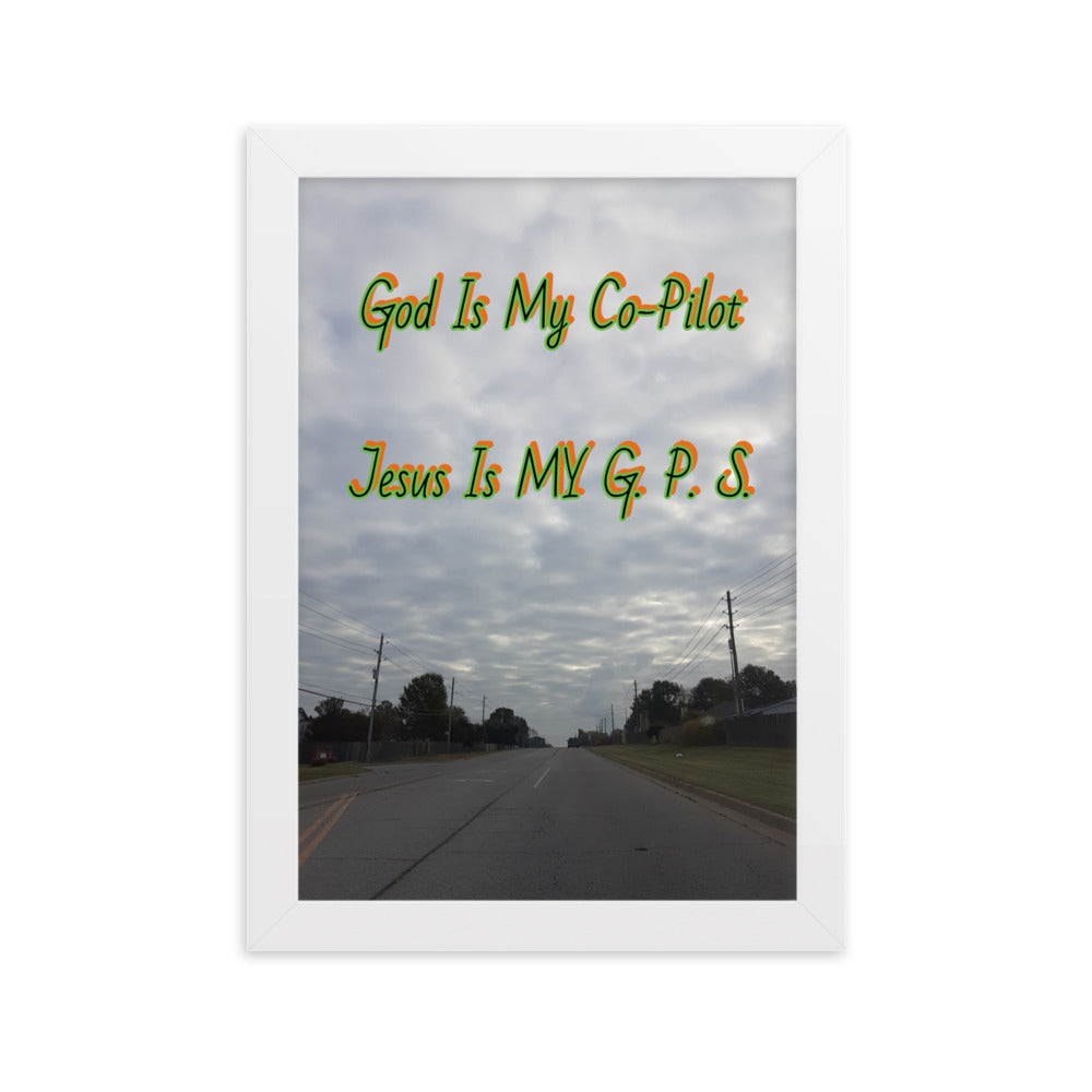 GG - Framed matte paper poster - Highway - God Co-Pilot, Jesus G. P. S.