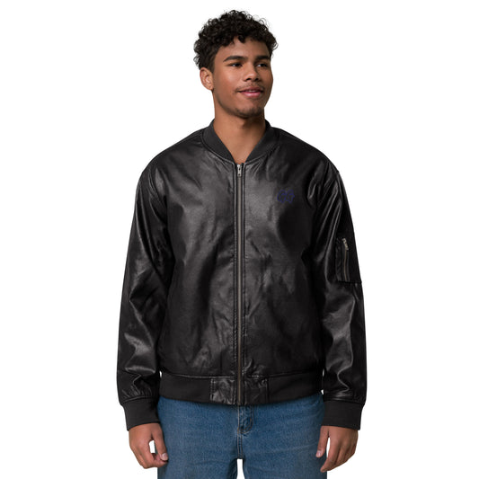 GG - Unisex Faux Leather Bomber Jacket - GG