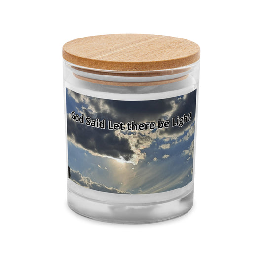 GG - Candle, Glass jar candle/Wooden Top - Clouds & Sunshine - God Said/Light