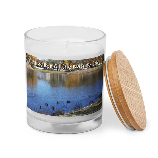 GG - Candle, Glass jar candle/Wooden Top - Pond - Thanks/Nature