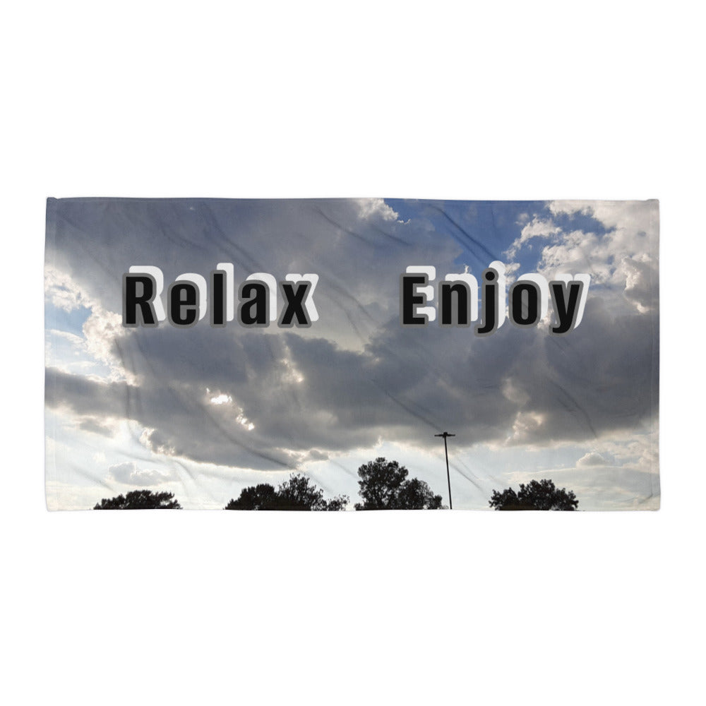 GG - Beach Towel - Clouds, Relax, Enjoy